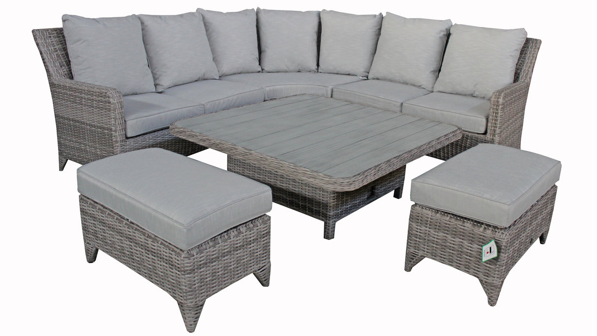 Signature Weave Sarah Lift and Rise Corner Sofa Dining Set with Lift Table and 2 Ottomans