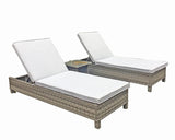 Signature Weave Sarena Sunbed Pair with Drinks Table - Grey Victoria Weave