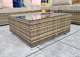 Signature Weave Savannah Corner Sofa Set with Chaise and Glass Top Coffee Table - Nature/Brown