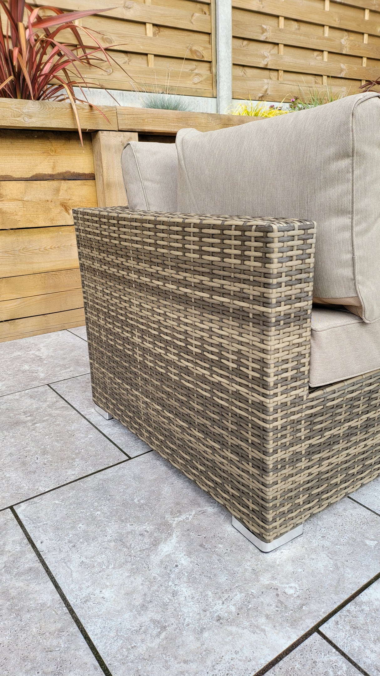 Signature Weave Savannah Corner Sofa Set with Chaise and Glass Top Coffee Table - Nature/Brown