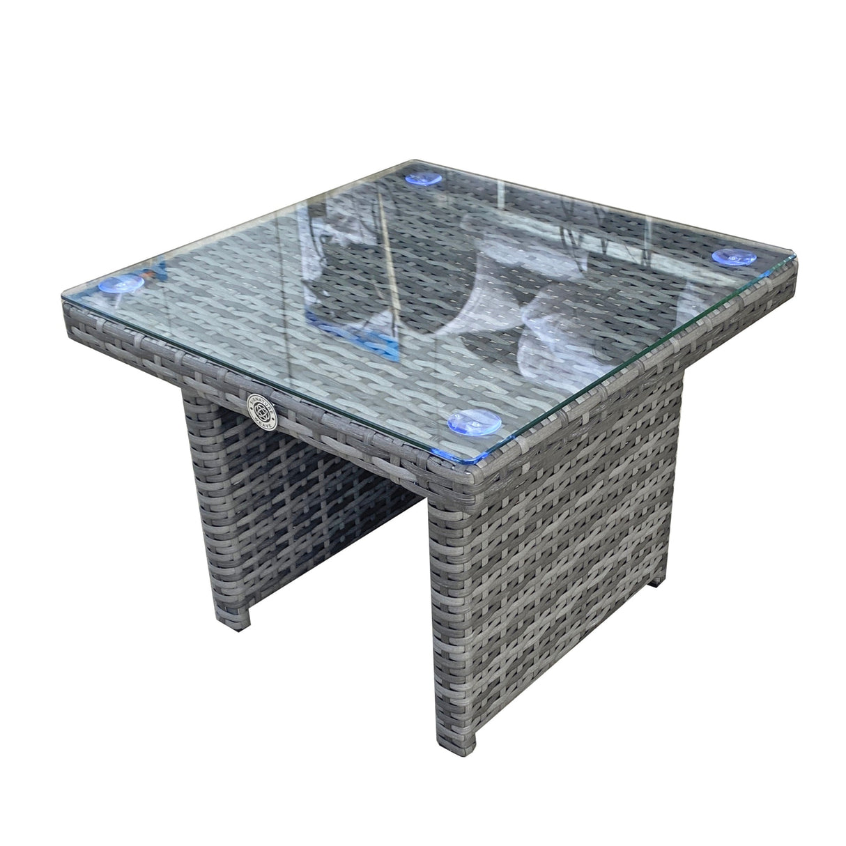 Signature Weave Savannah Single Sunbed with Glass Top Side Table - Grey