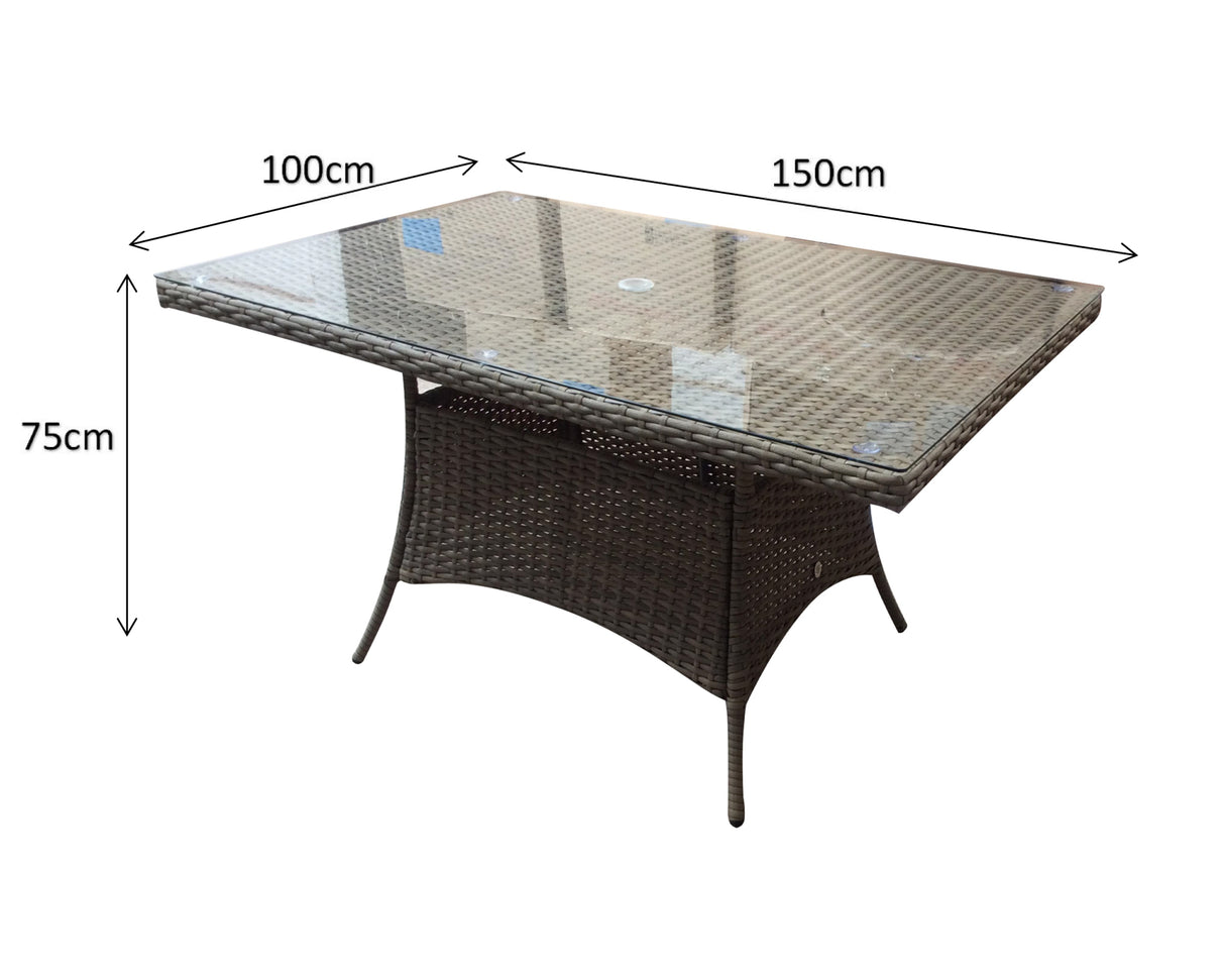 Signature Weave Darcey Six-Seat Rectangular Dining Table Set with 6 High-Back Dining Chairs – Nature