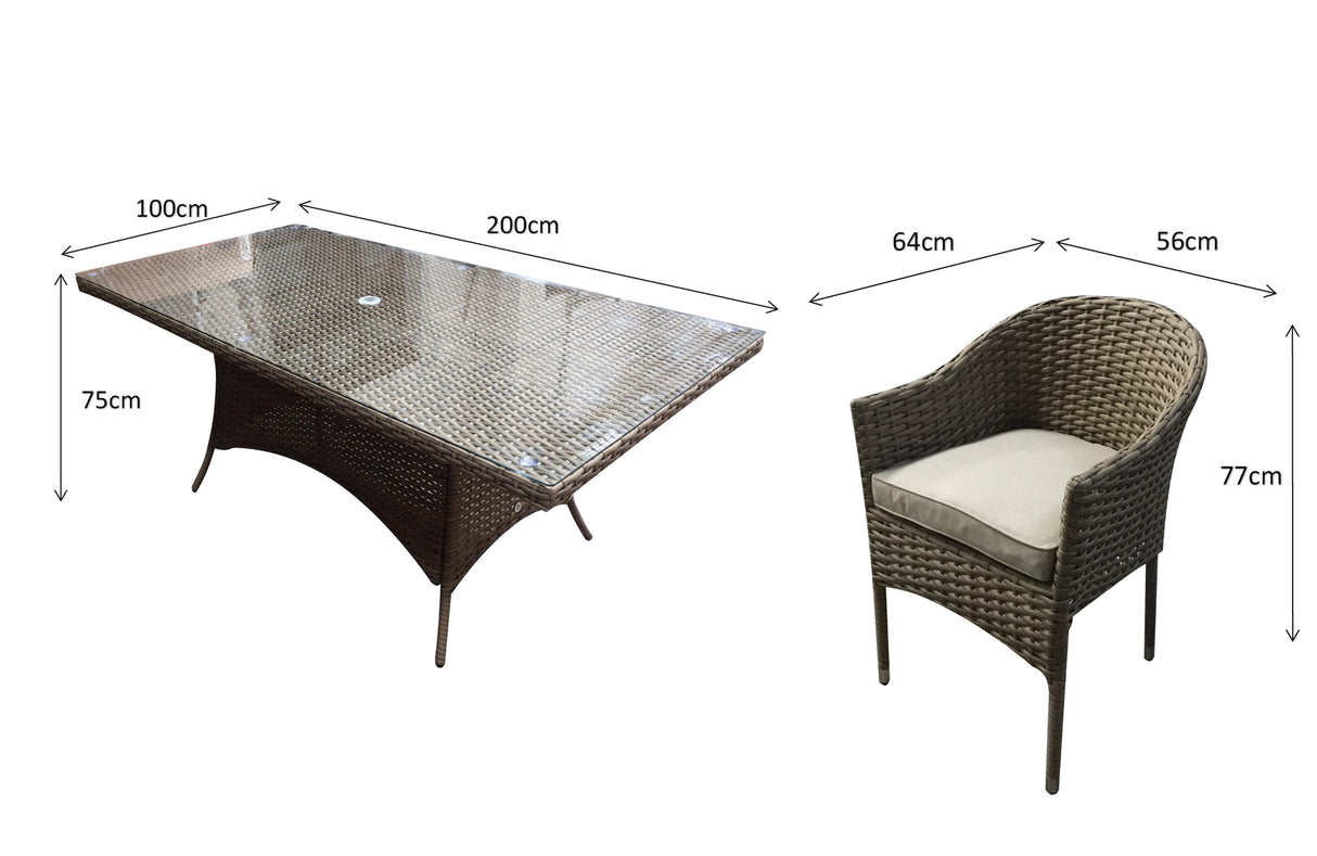 Signature Weave Darcey Eight-Seat Rectangular Dining Table Set with 8 Stacking Chairs – Nature