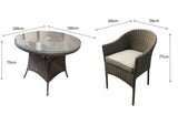 Signature Weave Darcey Four-Seat Round Dining Table Set with 4 Stacking Chairs – Nature