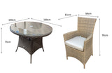 Signature Weave Darcey Four-Seat Round Dining Table Set with 4 High-Back Dining Chairs – Nature
