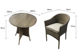 Signature Weave Darcey Round Bistro Table Set with 2 Stacking Chairs – Nature