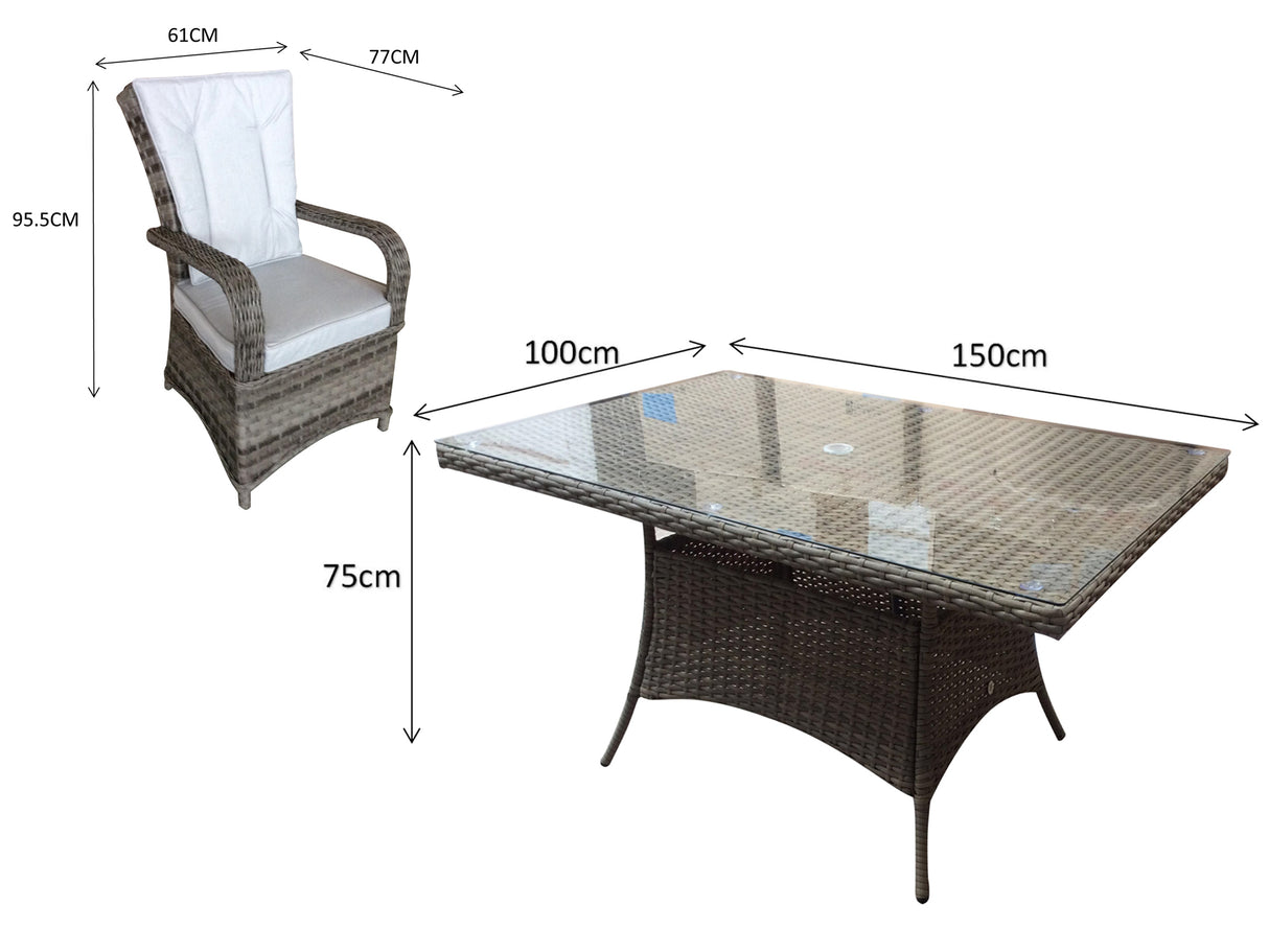 Signature Weave Florence 6-Seat Rectangular Dining Table Set with 6 Dining Chairs – Brown