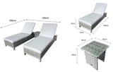 Signature Weave Sarena Sun Loungers Pair with Drinks Table - Grey