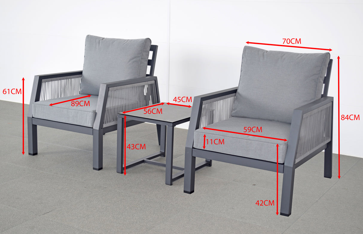Signature Weave Bettina 3-Piece Lounge Set with Table and 2 Chairs