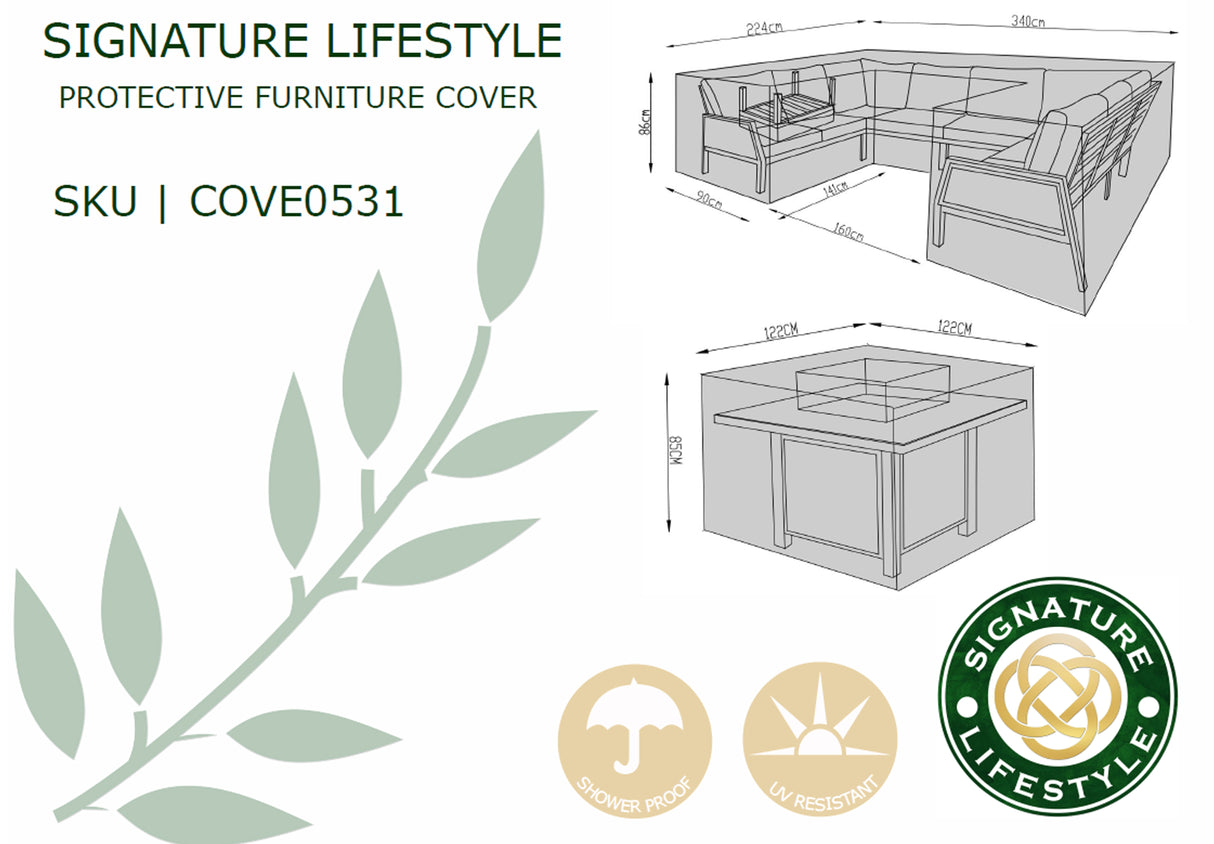Signature Weave Protective Cover for Bettina U-Shape Dining Set & Table