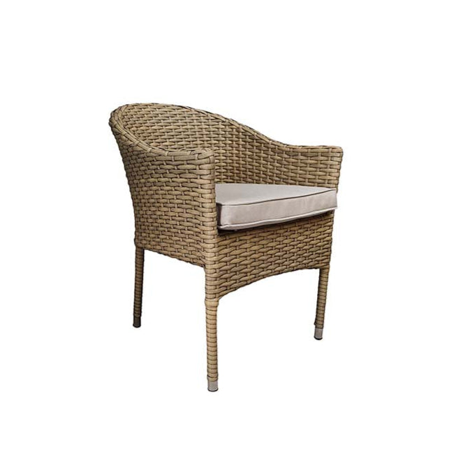 Signature Weave Darcey Pair of Stacking Chairs – Nature with Beige Cushion