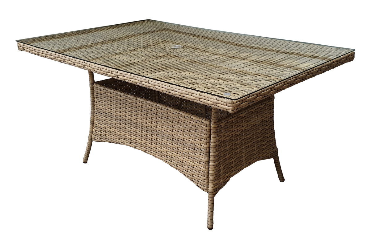 Signature Weave Darcey Six-Seat Rectangular Dining Table Set with 6 Stacking Chairs – Nature
