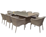 Signature Weave Darcey Eight-Seat Rectangular Dining Table Set with 8 Stacking Chairs – Nature