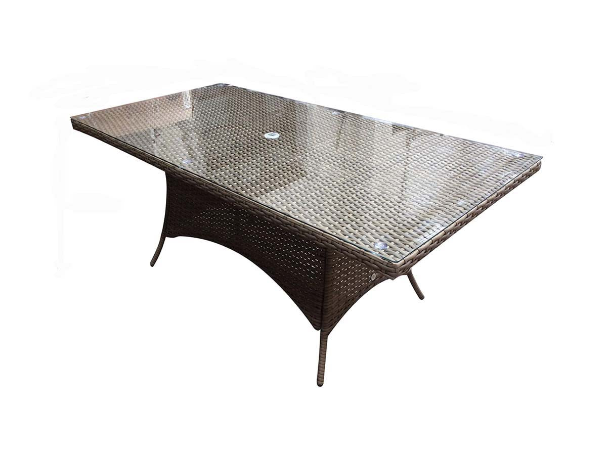 Signature Weave Darcey Eight-Seat Rectangular Dining Table Set with 8 Stacking Chairs – Nature