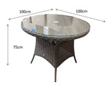 Signature Weave Darcey Four-Seat Round Dining Table Set with 4 Stacking Chairs – Nature