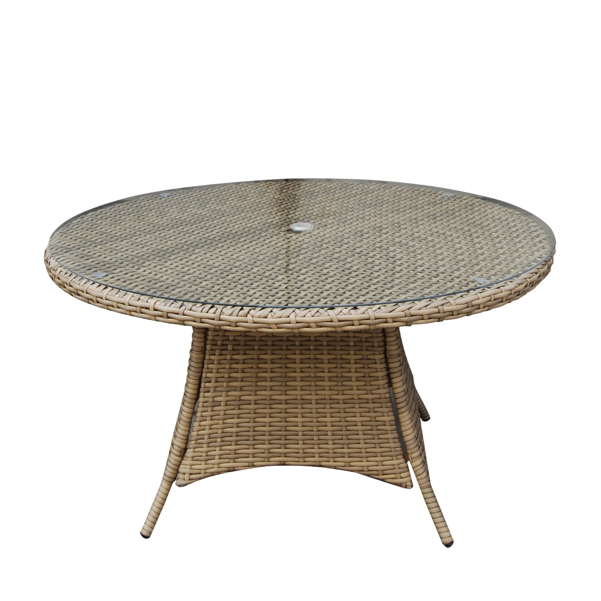 Signature Weave Darcey Four-Seat Round Dining Table Set with 4 High-Back Dining Chairs – Nature