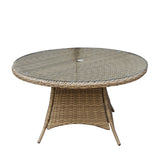Signature Weave Darcey Four-Seat Round Dining Table Set with 4 High-Back Dining Chairs – Nature