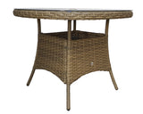 Signature Weave Darcey Four-Seat Round Dining Table Set with 4 High-Back Dining Chairs – Nature