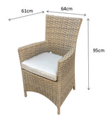 Signature Weave Darcey Four-Seat Round Dining Table Set with 4 High-Back Dining Chairs – Nature