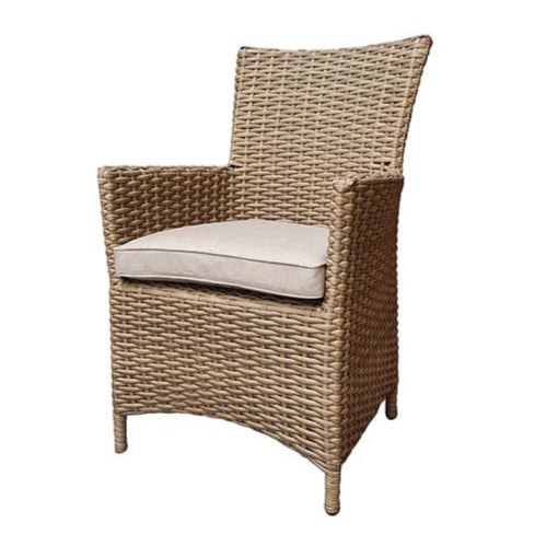 Signature Weave Darcey Six-Seat Round Dining Table Set with 6 High-Back Dining Chairs – Nature