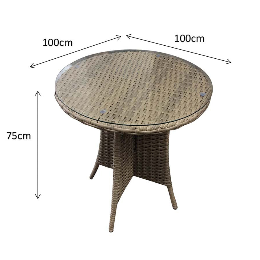 Signature Weave Darcey Round Bistro Table Set with 2 High-Back Dining Chairs – Nature