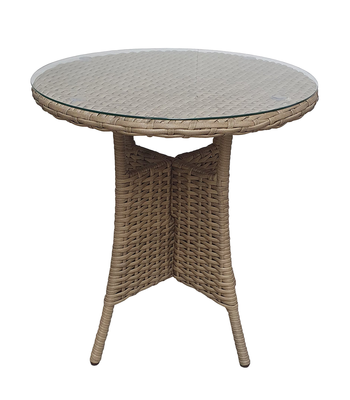 Signature Weave Darcey Round Bistro Table Set with 2 High-Back Dining Chairs – Nature