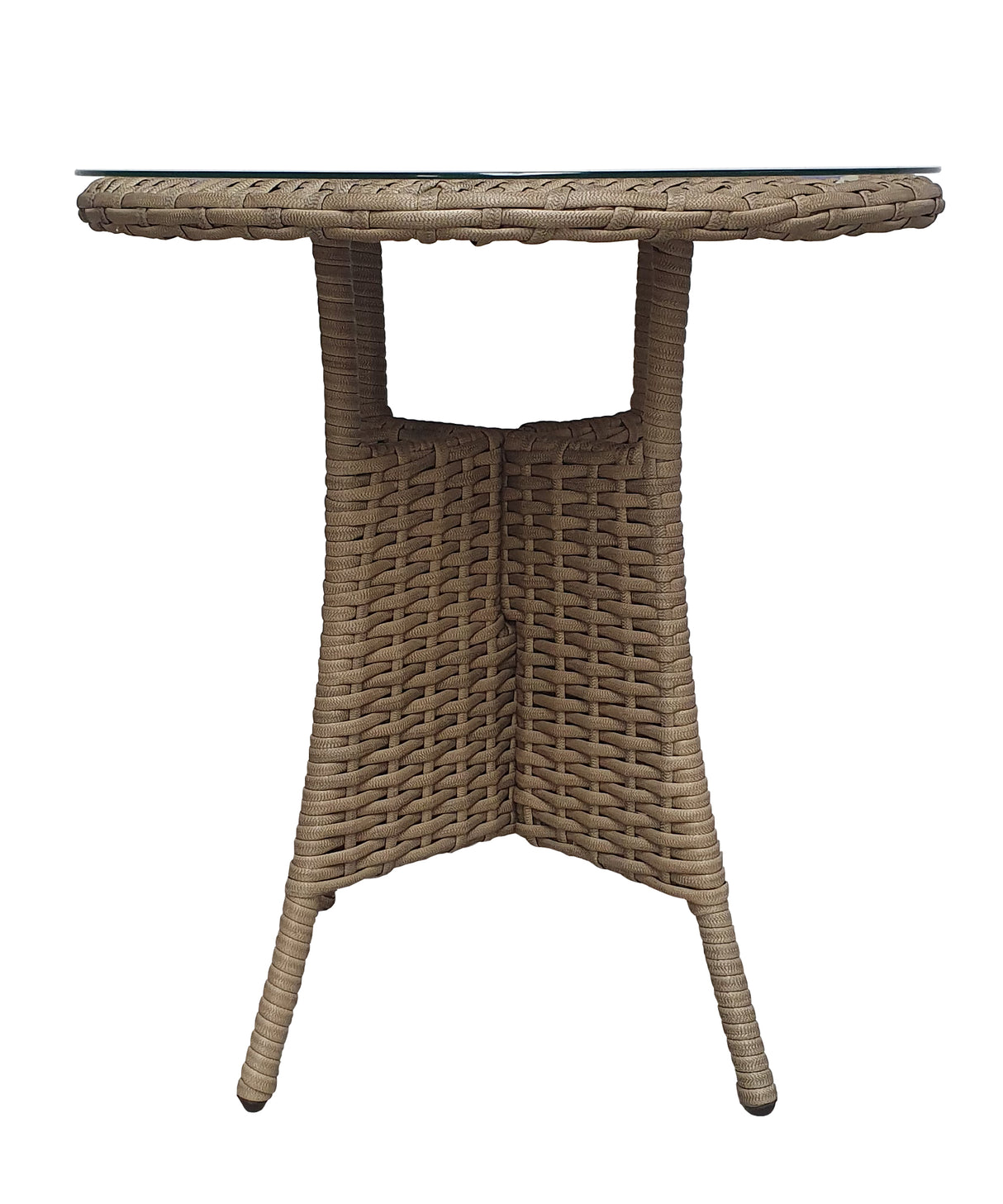 Signature Weave Darcey Round Bistro Table Set with 2 High-Back Dining Chairs – Nature