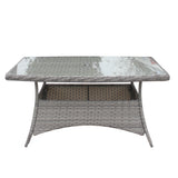 Signature Weave Edwina Six-Seat Rectangular Dining Table Set with 6 Dining Chairs – 3 Wicker Special Grey Weave
