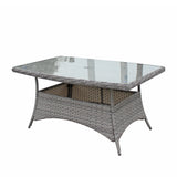 Signature Weave Edwina Six-Seat Rectangular Dining Table Set with 6 Dining Chairs – 3 Wicker Special Grey Weave