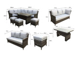 Signature Weave Edwina Corner Sofa Dining Set with Ice Bucket Lift Table and 3 Ottomans - Multi Grey Wicker