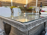 Signature Weave Edwina Six-Seat Rectangular Gas Firepit Table – 3 Wicker Special Grey Weave