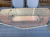 Signature Weave Edwina Six-Seat Rectangular Gas Firepit Dining Set with 6 Dining Chairs – 3 Wicker Special Grey Weave