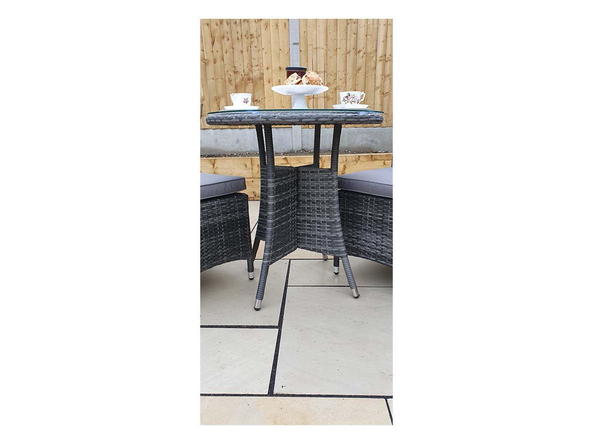 Signature Weave Emily Round Bistro Table – 8mm Flat Grey Weave