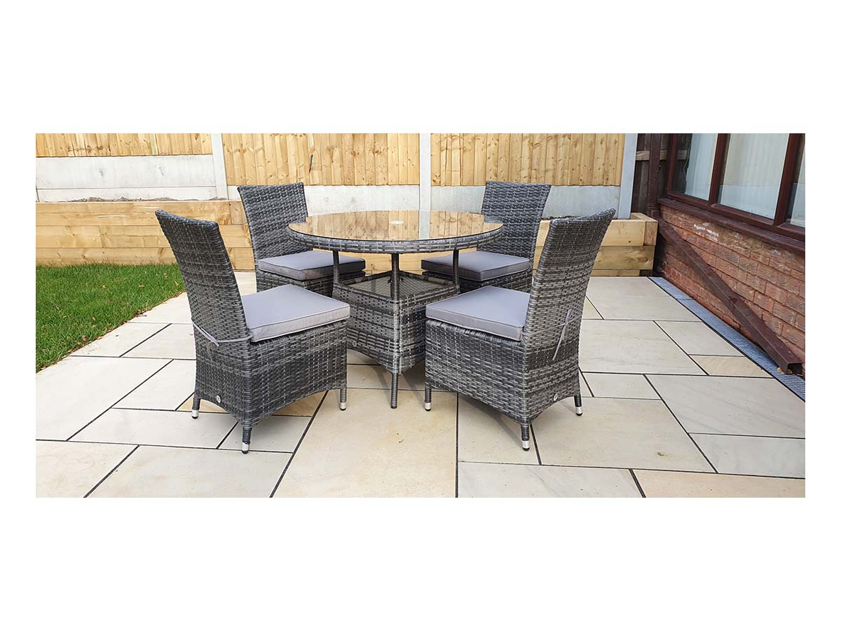Signature Weave Emily 100cm Round Table – 8mm Flat Grey Weave