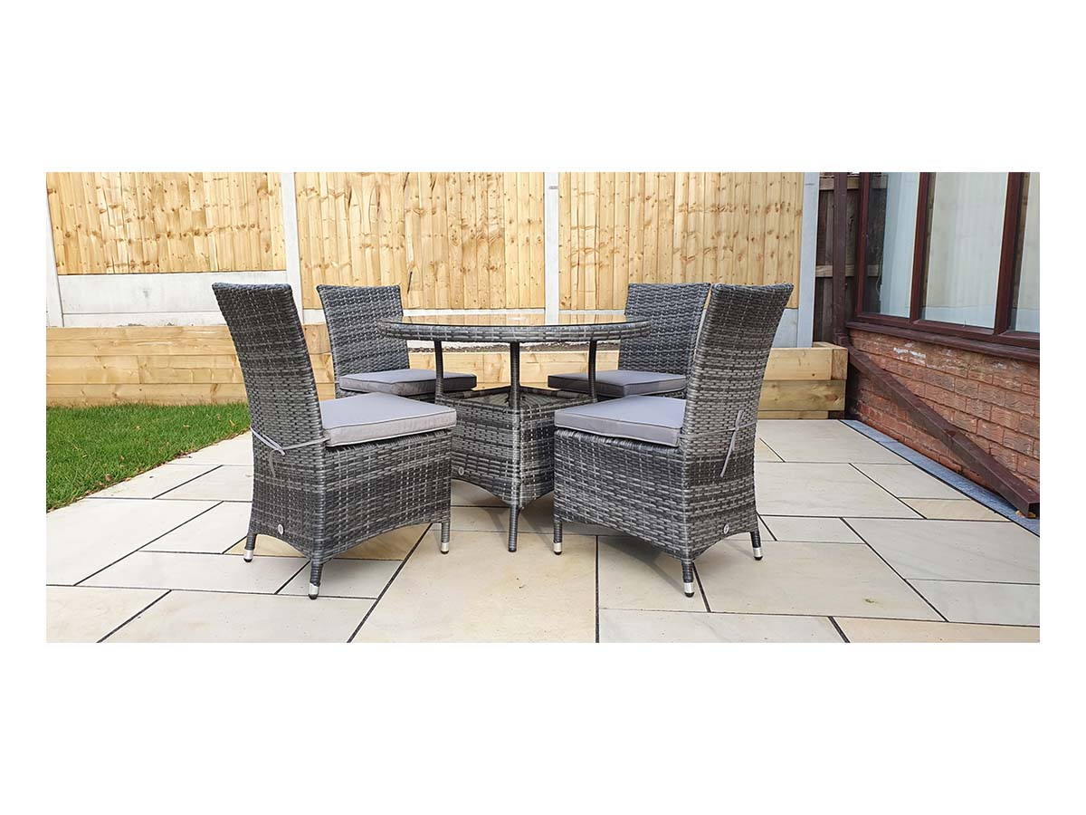 Signature Weave Emily 100cm Round Table – 8mm Flat Grey Weave