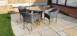 Signature Weave Emily 100cm Round Table Four-Seat Dining Set with 4 Stacking Chairs – 8mm Flat Grey Weave