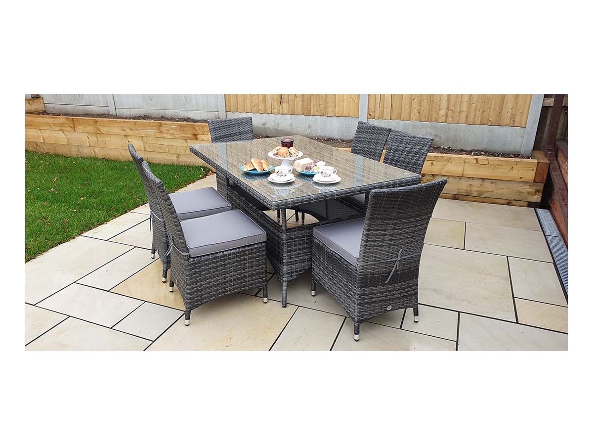 Signature Weave Emily Rectangular Table – 8mm Flat Grey Weave