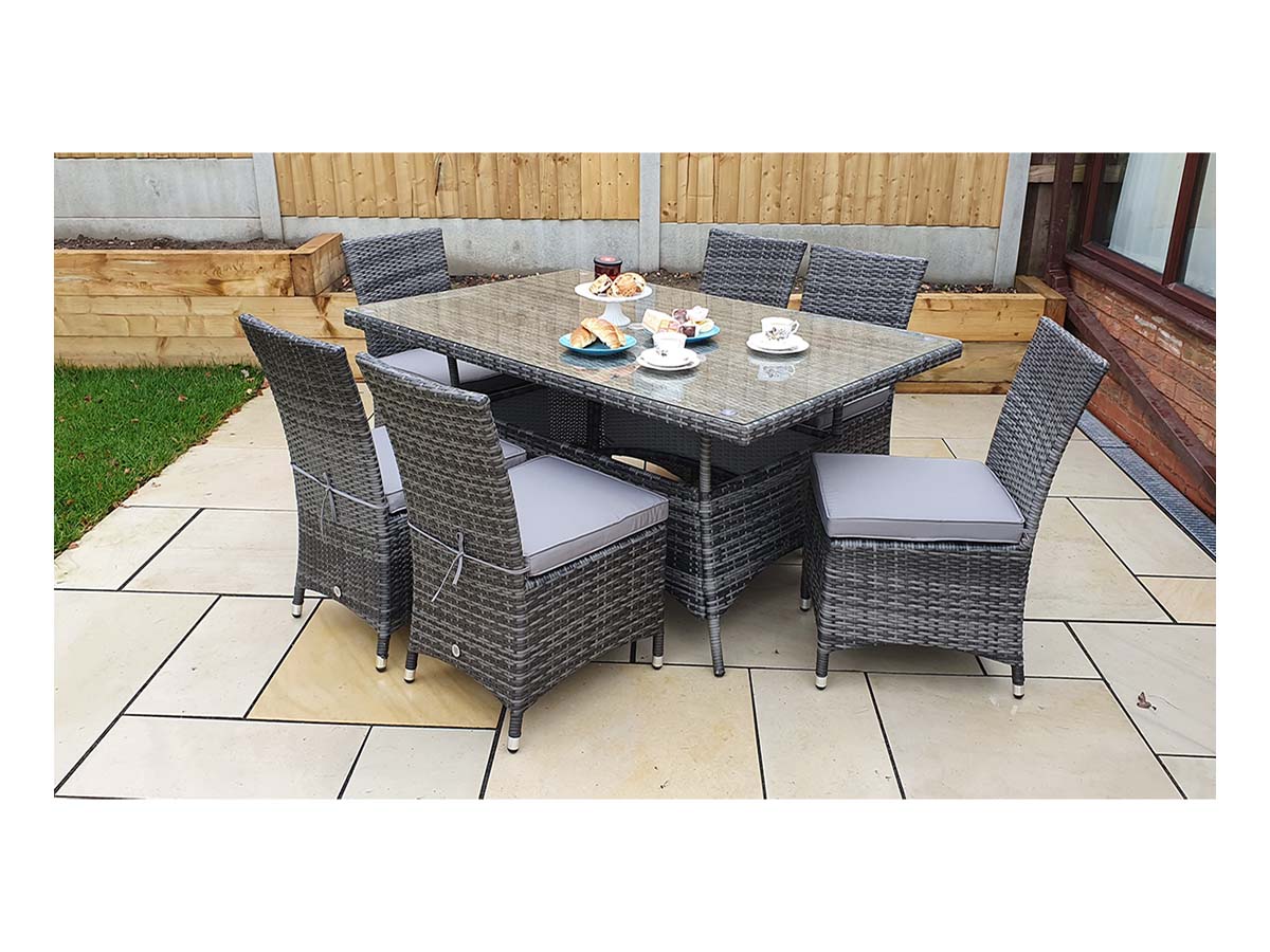 Signature Weave Emily Rectangular Table – 8mm Flat Grey Weave