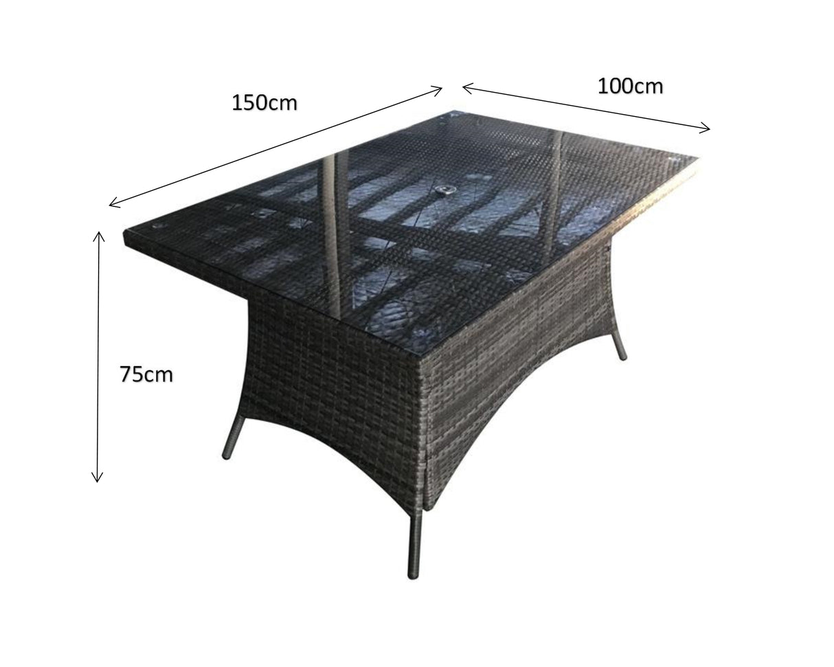 Signature Weave Emily Rectangular Table – 8mm Flat Grey Weave
