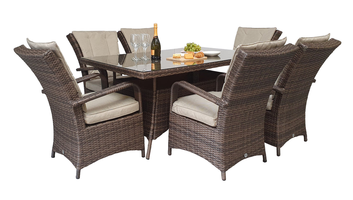 Signature Weave Florence 6-Seat Rectangular Dining Table Set with 6 Dining Chairs – Brown
