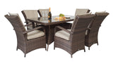 Signature Weave Florence 6-Seat Rectangular Dining Table Set with 6 Dining Chairs – Brown