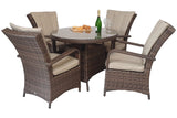 Signature Weave Florence 4-Seat Round Dining Table Set with 4 Dining Chairs – Brown