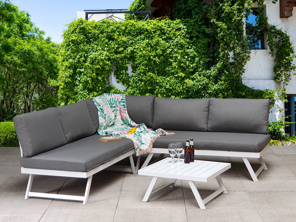 Signature Weave Kimmie Aluminium Corner Sofa – White Frame