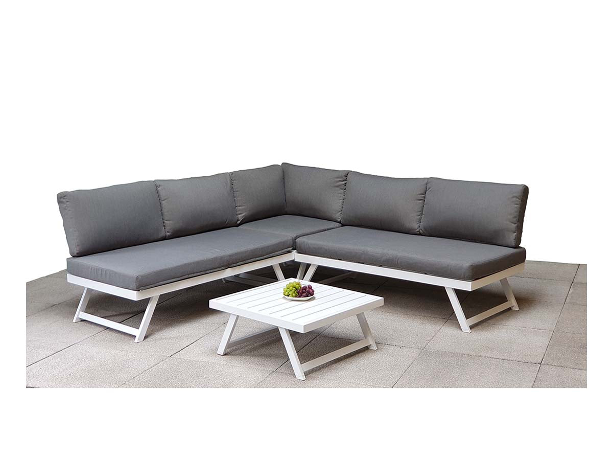 Signature Weave Kimmie Aluminium Corner Sofa – White Frame