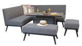 Signature Weave Kimmie Fabric Corner Sofa Dining Set with Gas Lift Table and 2 Ottomans