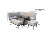 Signature Weave Kimmie Fabric Corner Sofa Dining Set with Gas Lift Table and 2 Ottomans