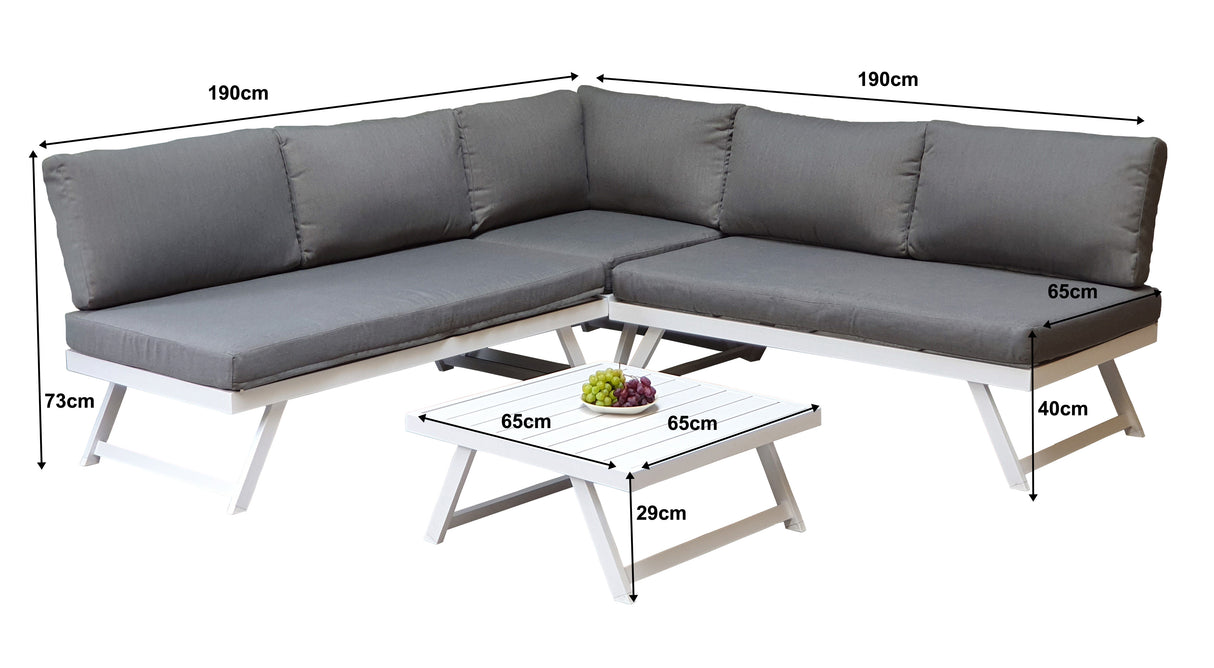 Signature Weave Kimmie Aluminium Corner Sofa – Grey Frame