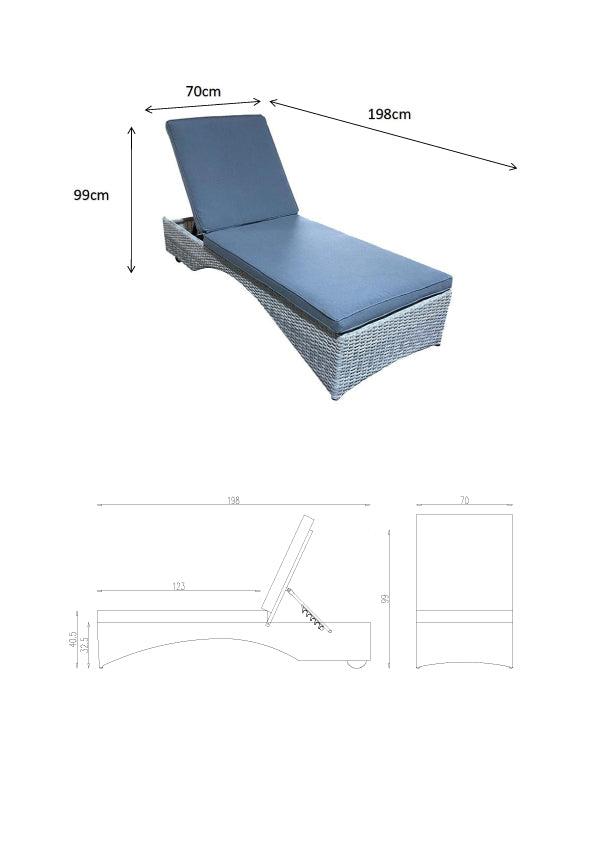 Signature Weave Meghan Pair of Sunloungers with Drinks Table – Creamy Grey Wicker