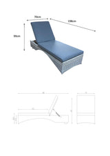 Signature Weave Meghan Pair of Sunloungers with Drinks Table – Creamy Grey Wicker