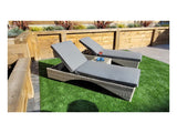 Signature Weave Meghan Pair of Sunloungers with Drinks Table – Creamy Grey Wicker